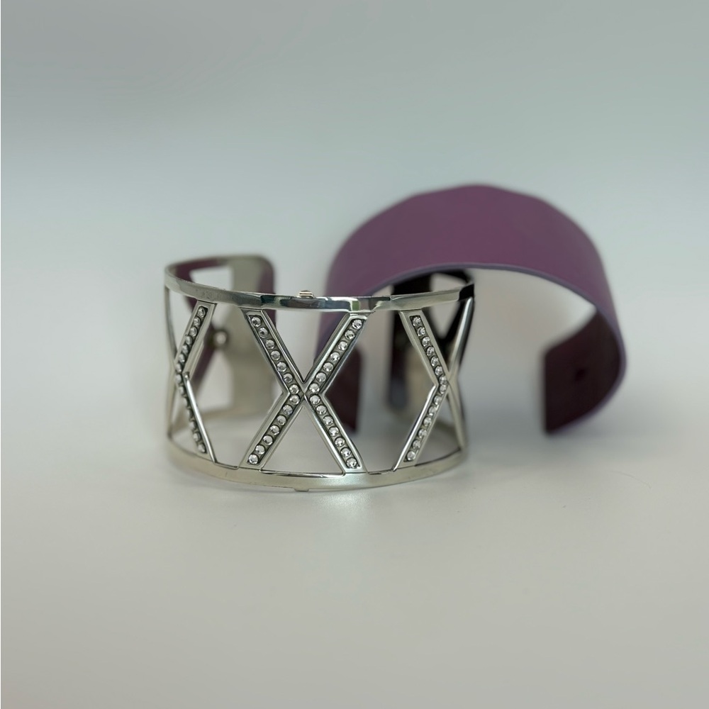 Brighton Christo Silver and Purple Geometric Cuff Bracelet